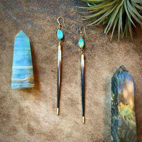 JACK COLLECTION: Porcupine Quill & Turquoise Earrings