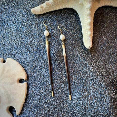 JACK COLLECTION: Porcupine Quill & Pearl Earrings