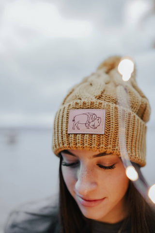 Mustard Bison- Cable Knit Beanie