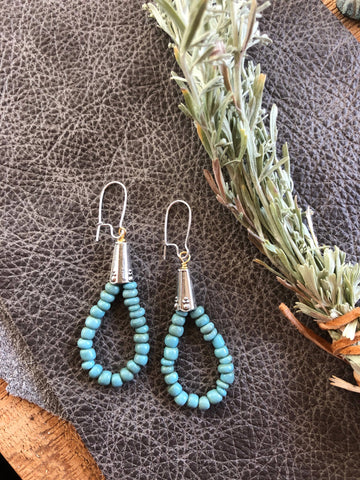 Pewter + Beaded Earrings - Turquoise